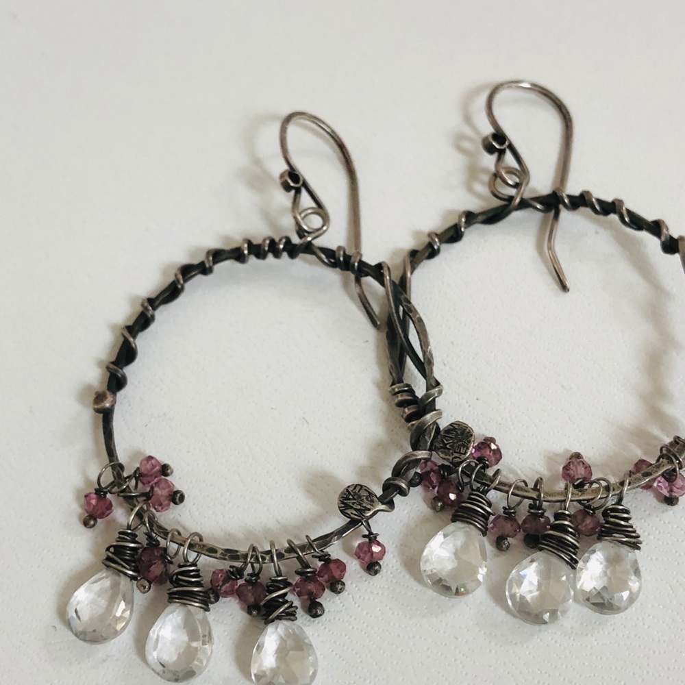 Handcrafted, hoop earrings sterling silver